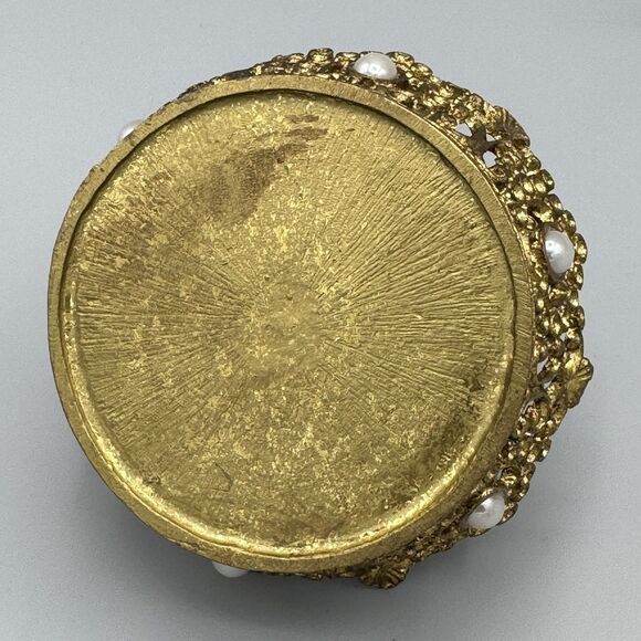 Vtg Crown Shaped Ring Jewelry Holder Trinket Dish Gold Tone Bead Accents Vanity - Picture 5 of 6